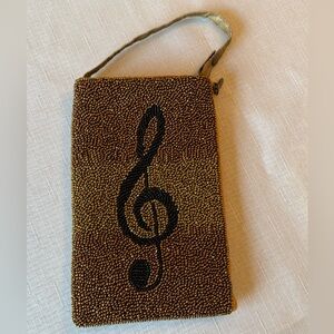 Beaded Treble Clef Wristlet - Bronze and Black